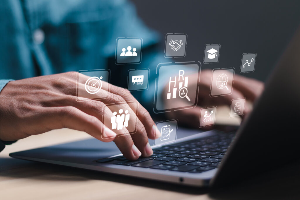 online assessment man at laptop